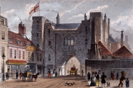 St. Johns Gate Clerkenwell 1829 Thomas Hosmer Shepherd 1792-1864 British Engraving Poster Print - 18 x 24 in.