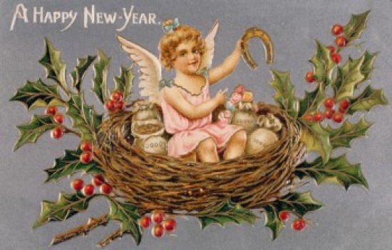SAL9801064 Happy New Year Nostalgia Cards 1900 Poster Print - 18 x 24 in.