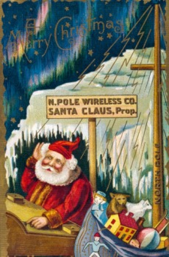 Merry Christmas N Pole Wireless Co. Nostalgia Cards Poster Print