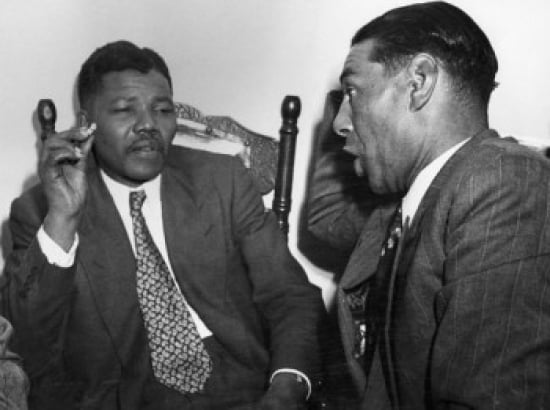 Two Businessmen Talking Poster Print - 18 x 24 in.