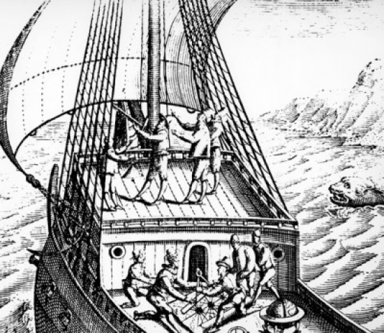 Using Cross Staff to Navigate Seas by Unknown Artist Poster Print - 18 x 24 in.