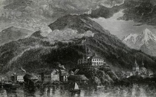 SAL995103308 Baranof-Castle Flying the American Flag for the First Time Alaska on October 18 1867 Artist Poster Print - 18 x 24 in.