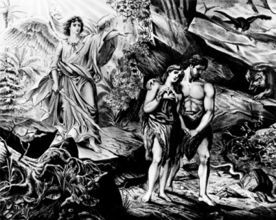 SAL995149 Adam & Eve Driven Out of Paradise by W. Ebbinghaus Poster Print - 18 x 24 in.