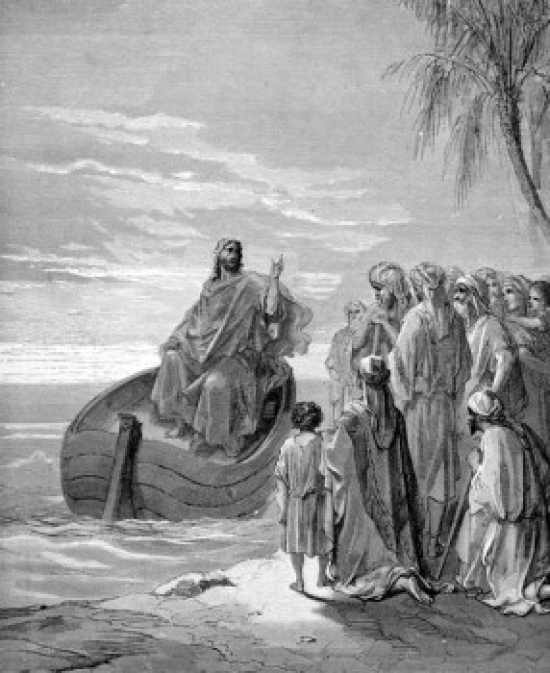 Jesus Preaching in a Ship by Gustave Dore 1832-1883 Poster Print