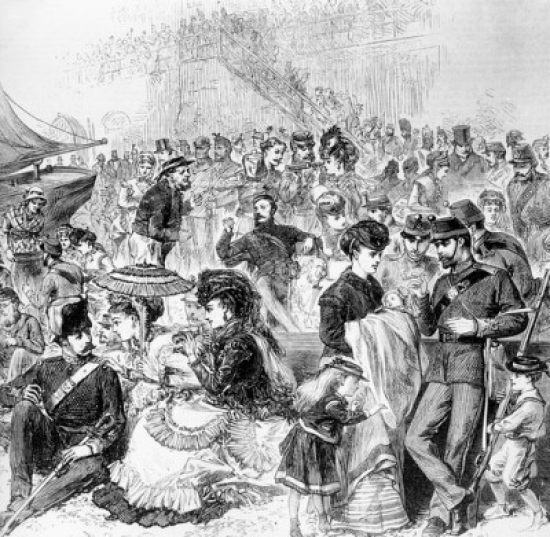 Britishers Crowding Beach at Brighton on Easter 1870 Poster Print - 18 x 24 in.