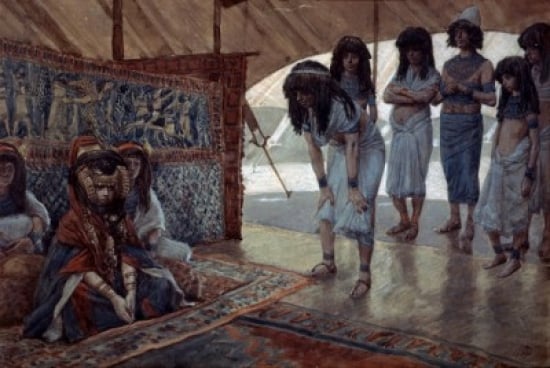 Sarah Sarai is Taken to Pharaohs Palace James Tissot 1836-1902 French Jewish Museum New York City Print - 18 x 24 in.