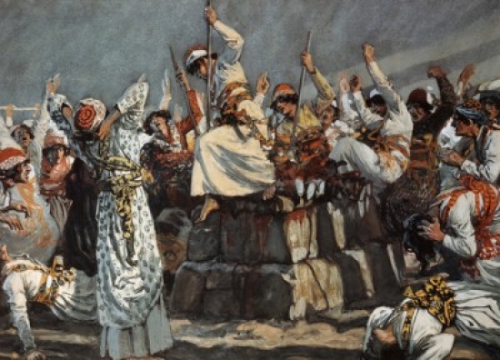 SAL999287 The Prophets of Baal Leap Upon the Altar James Tissot 1836-1902 French Jewish Museum New York Print - 18 x 24 in.