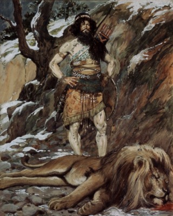 SAL999309 Benaiah Who Slew the Lion James Tissot 1836-1902 French Jewish Museum New York Poster Print - 18 x 24 in.