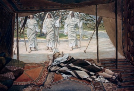 SAL99931 Abraham & the Three Angels James Tissot 1836-1902 French Jewish Museum New York USA Poster Print - 18 x 24 in.