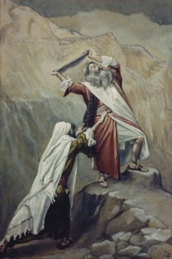 SAL999378 Moses Destroys the Tablets of the Ten Commandments James Tissot 1836-1902 French Jewish Museum New York - 18 x 24 in.