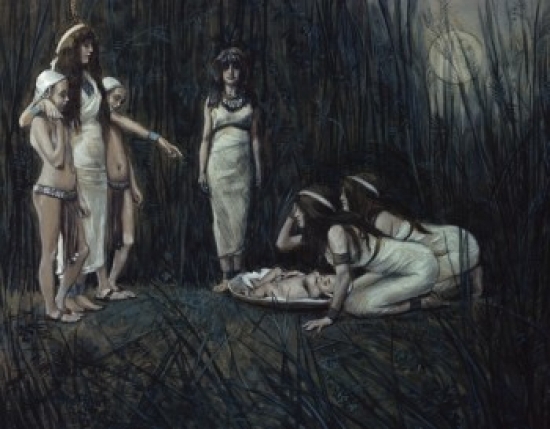 Pharaohs Daughter Receives the Mother of Moses James J Tissot 1836-1902 French Jewish Museum New York - 18 x 24 in.