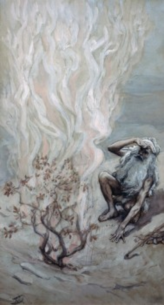 SAL99984 Moses Adores God in the Burning Bush James Tissot 1836-1902 French Jewish Museum New York Poster Print - 18 x 24 in.