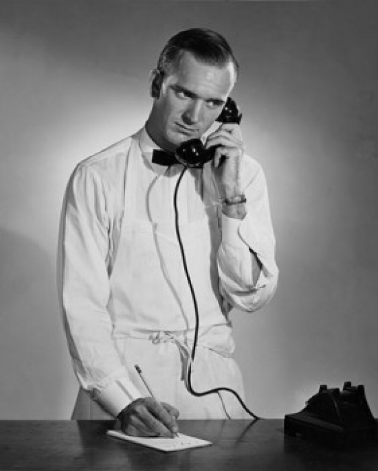 Grocer Taking Order on Telephone Poster Print - 18 x 24 in.
