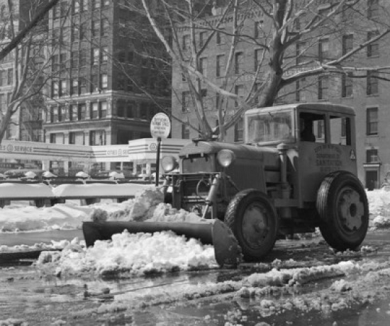 Snowplow on a Road New York City New York State USA Poster Print - 18 x 24 in.