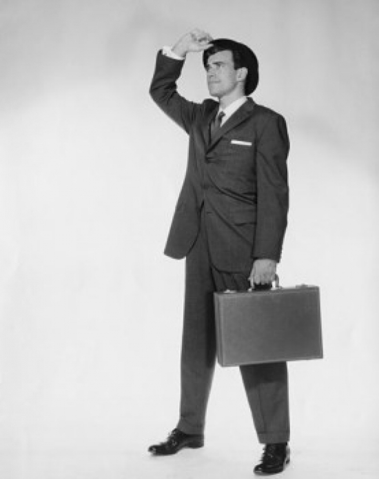 Businessman Carrying Briefcase Poster Print - 18 x 24 in.