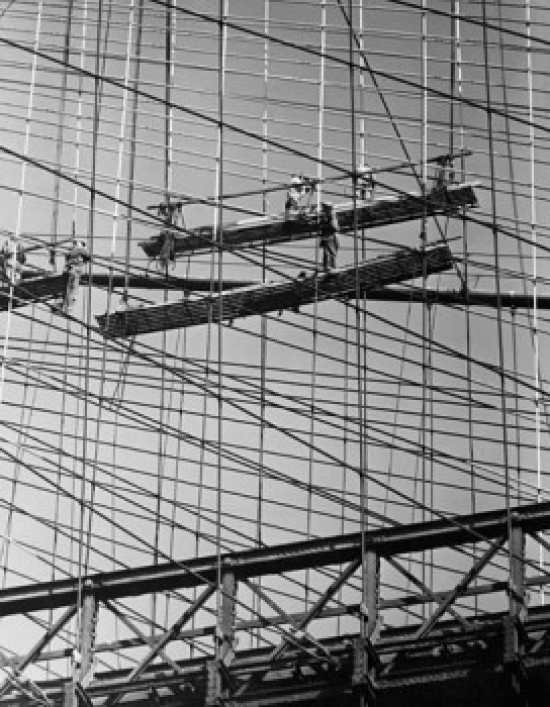 Low Angle View of Construction Workers Working at a Construction Site Poster Print - 18 x 24 in.