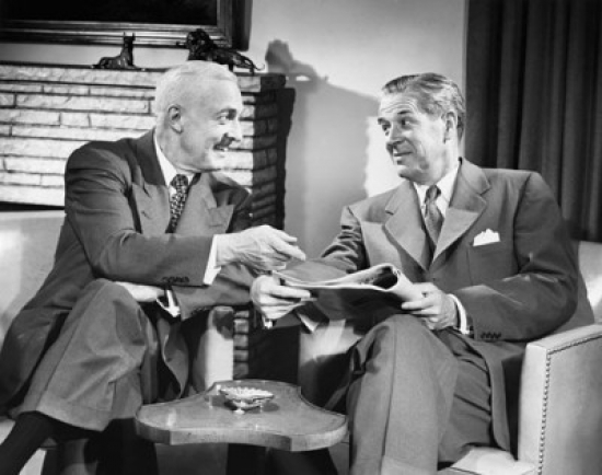 Two Businessmen Talking to Each Other Poster Print - 18 x 24 in.