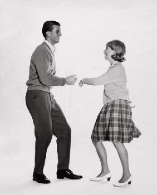 SAL2556608 Side Profile of a Young Couple Dancing Poster Print - 18 x 24 in.