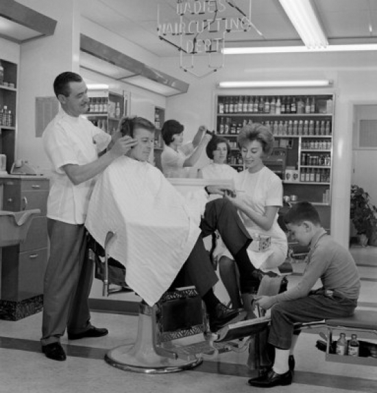 SAL2557864 Mid Adult Man Receiving Beauty Treatment in a Hair Salon Poster Print - 18 x 24 in.