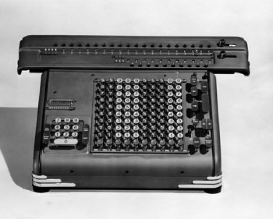 Close-Up of an Adding Machine Poster Print - 18 x 24 in.