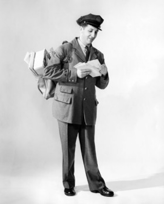 Postman Standing with His Mailbag Poster Print - 18 x 24 in.