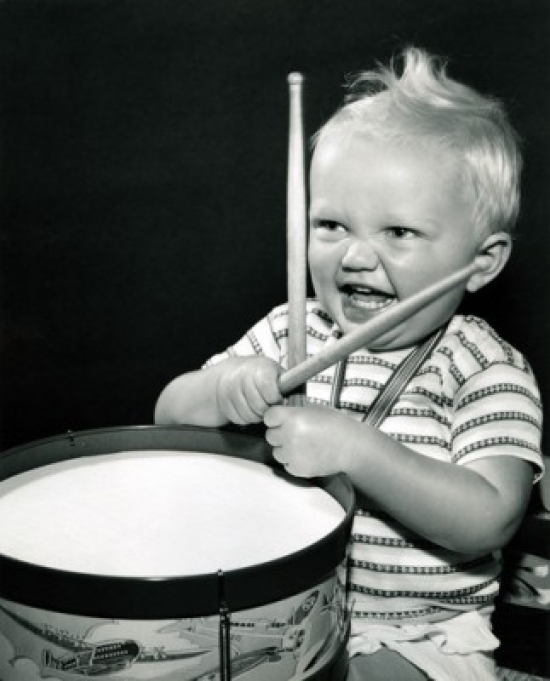 Baby Playing Drums Poster Print - 18 x 24 in.