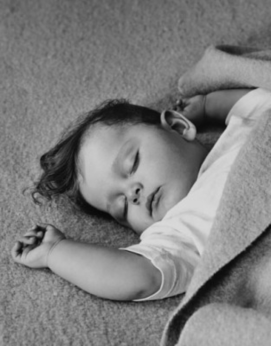 High Angle View of a Baby Sleeping Poster Print - 18 x 24 in.
