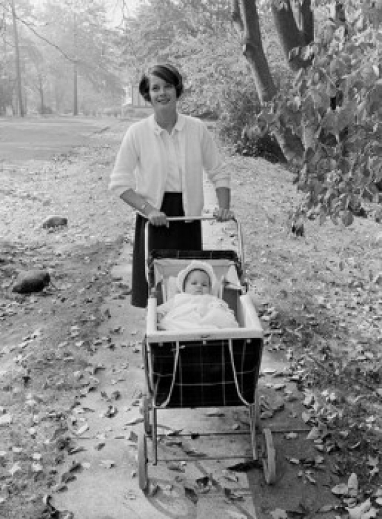Mother Walking with Baby in Baby Carriage Poster Print - 18 x 24 in -  BrainBoosters, BR3141268