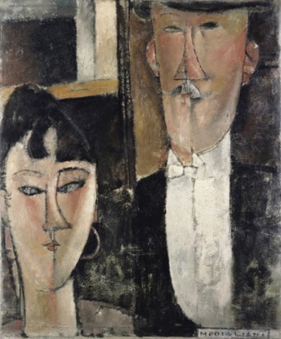 SAL260297 Bride & Groom 1915-1916 Amedeo Modigliani 1884-1920 Italian Oil on Canvas Poster Print - 18 x 24 in.
