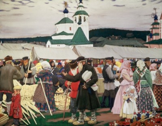 The Fair 1913 Boris Mihajlovic Kustodiev 1878-1927 Russian Oil on Canvas Museum of Art Nizhni Novgorod Russia Poster Print - 18 x 24 in.