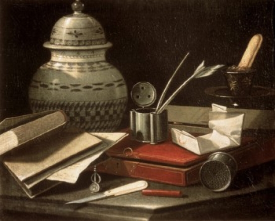 Still Life with Writing Accessories 1710 Cristoforo Monari D1720 Italian Pushkin Museum of Fine Arts Moscow Poster Print - 18 x 24 in.