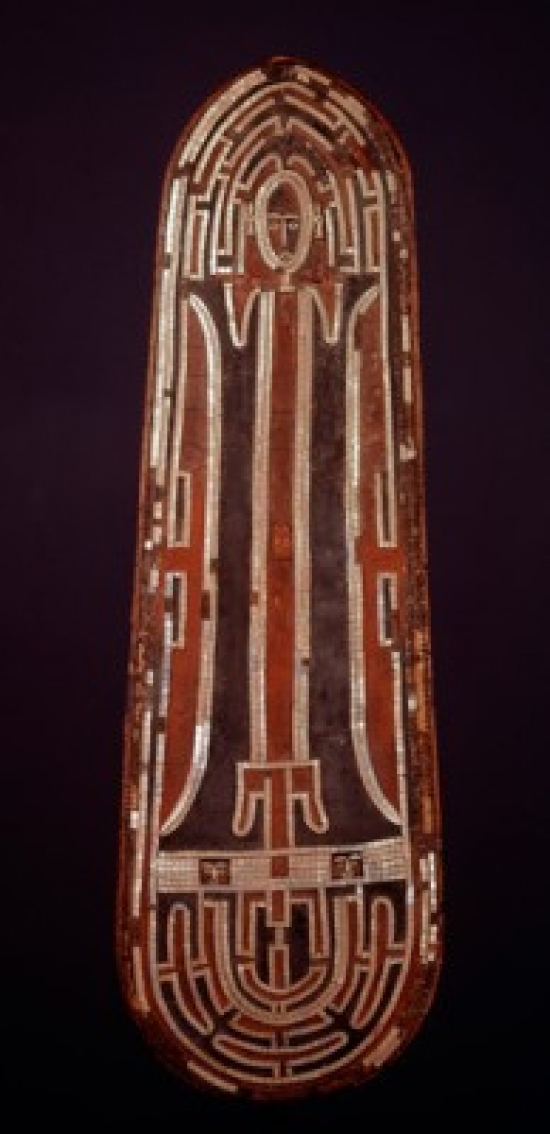 Shield From Solomon Islands Leather with Inlay Primitive Art Poster Print