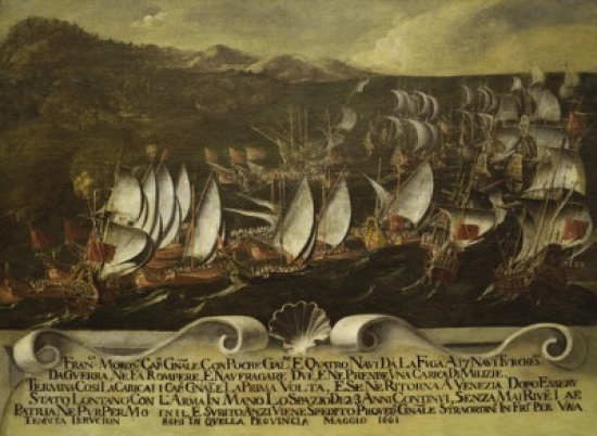 Battle Between Venice & the Turks 17th C. Artist Unknown Museo Civico Correr Venice Italy Poster Print - 18 x 24 in.