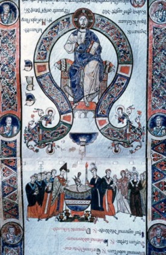 Holy Saturday Scroll-Enthroned Christ Manuscript 11th Century Poster Print