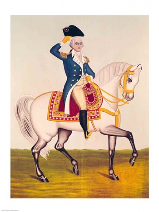 General Washington on A White Charger Poster Print - 18 x 24 in.