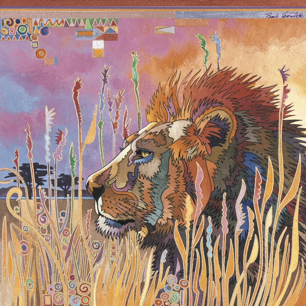Chobe Park Lion Poster Print by Bob Coonts - 20 x 20 in.
