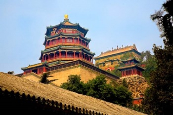 PDDAS07MGL0064 Tower in the Pavilion of Buddhist Fragrance Beijing China Poster Print by Miva Stock Danitadelimont - 30 x 20 in.