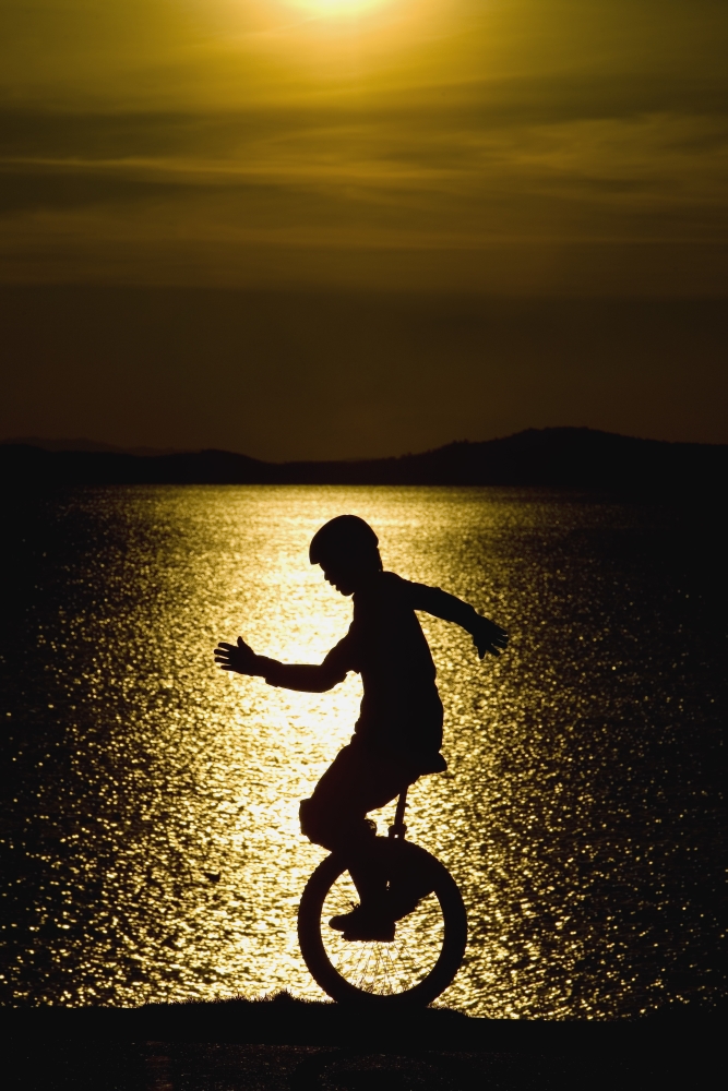 Unicycling Silhouette Poster Print by Deddeda - 11 x 17