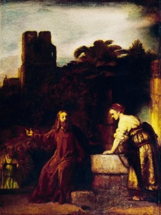 Christ and the Woman of Samaria 1655 Rembrandt van Rijn 1606-1669 Dutch Oil on Wood Metropolitan Museum of Art New York City Poster Print