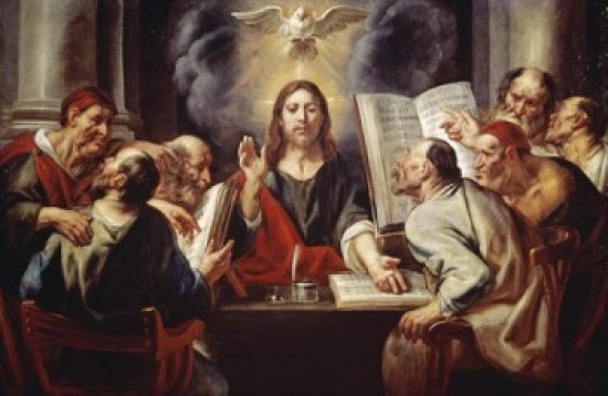 Christ Disputing with the Pharisees Jacob Jordaens 1593-1678 Belgian Poster Print - 18 x 24 in.