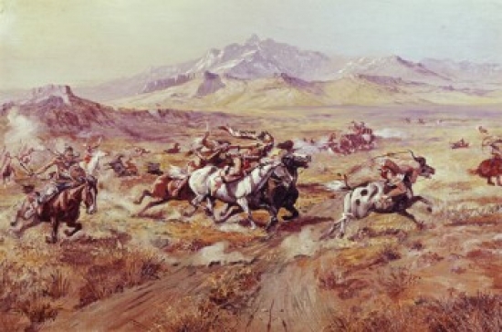 SAL900102331 Stagecoach Attack Charles Marion Russell 1865-1926 American Poster Print - 18 x 24 in.