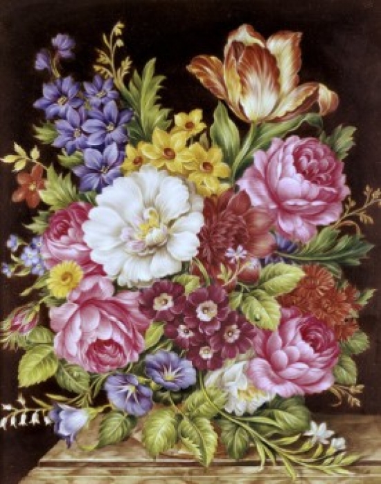 SAL900124601 Bouquet of Flowers Gerard Cornelis 1680-1745 Dutch Oil on Canvas Poster Print - 18 x 24 in.