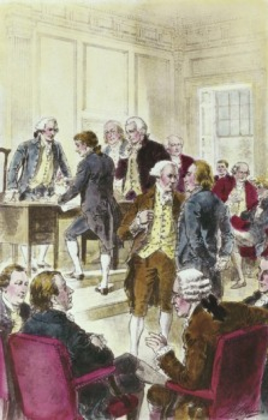 SAL900126150 Signing the Declaration of Independence July 4th 1776 Henry Alexander Ogden 1856-1936 American Poster Print - 18 x 24 in.