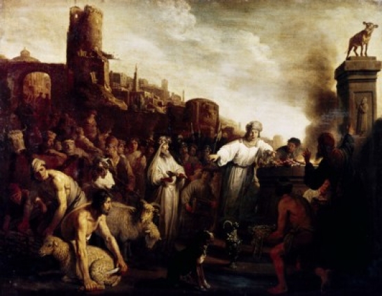 SAL900129388 Worship of the Golden Calf the Sd 1641 Cornelisz Claes 17th C Dutch Christies Images New York USA Poster Print - 18 x 24 in.