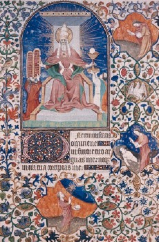 God Enthroned Manuscript 14th Century Poster Print - 18 x 24 in.