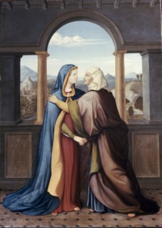 Visit Between Mary & Elizabeth David Passavant 1787-1861 German Poster Print - 18 x 24 in.