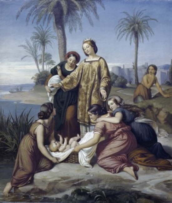 SAL9003473 The Finding of Moses Eduard Ihlee 1812-1885 German Poster Print - 18 x 24 in.