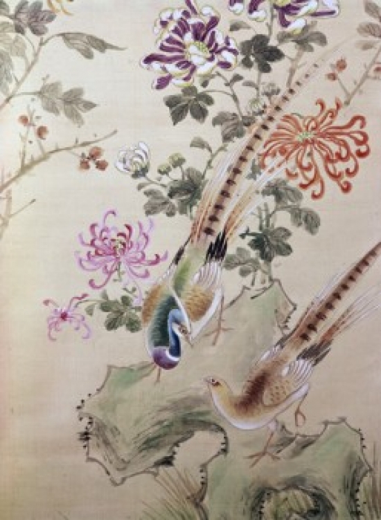Birds & Flowers Oriental Artwork Poster Print - 18 x 24 in.