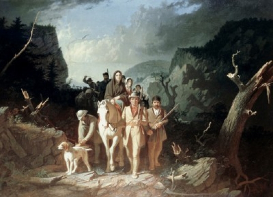 Daniel Boone Escorting Pioneers 1775 George Caleb Bingham 1811-1879 American Washington University Gallery of Art St Louis Missouri USA Poster Print