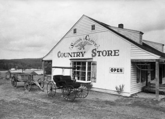 Carts in Front of a Store Poster Print - 18 x 24 in.